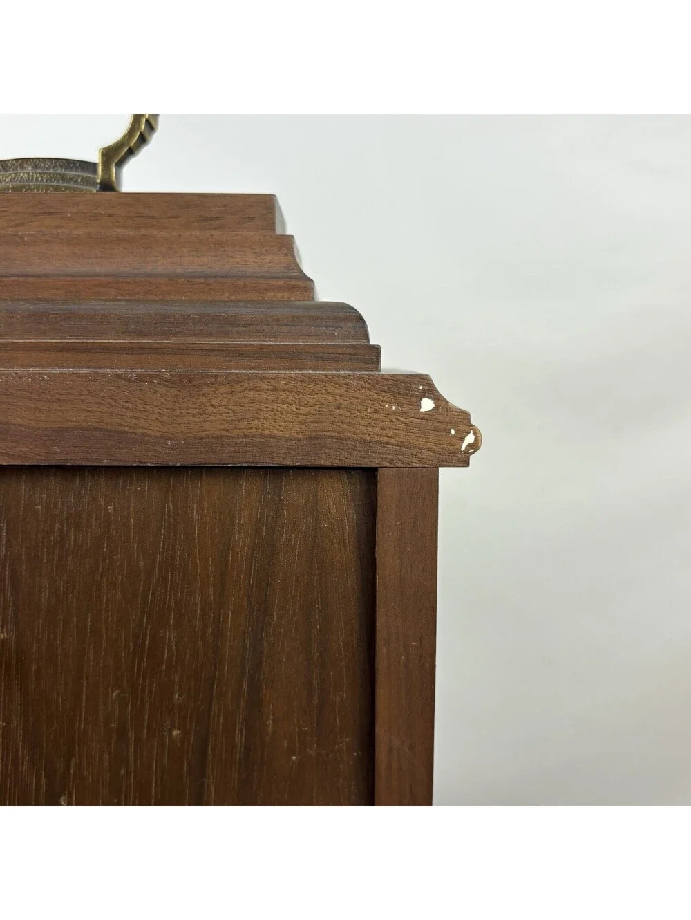 Hermle Quartz Mantel Clock Walnut Case West Germany Gold Dial Roman Numerals